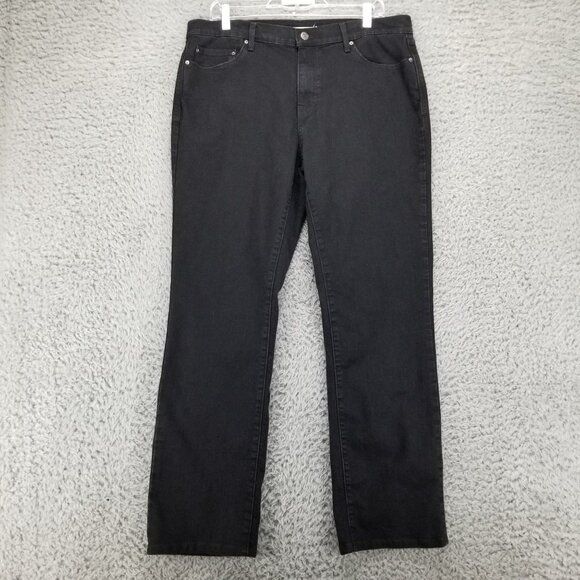 Levis Jeans Womens 32 Black 505 Straight Leg Stretch Denim - Picture 2 of 14